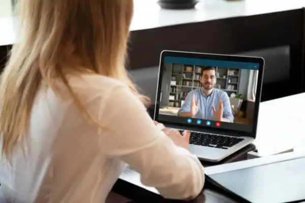 image of woman attending online mediation Poole speak to our team today!